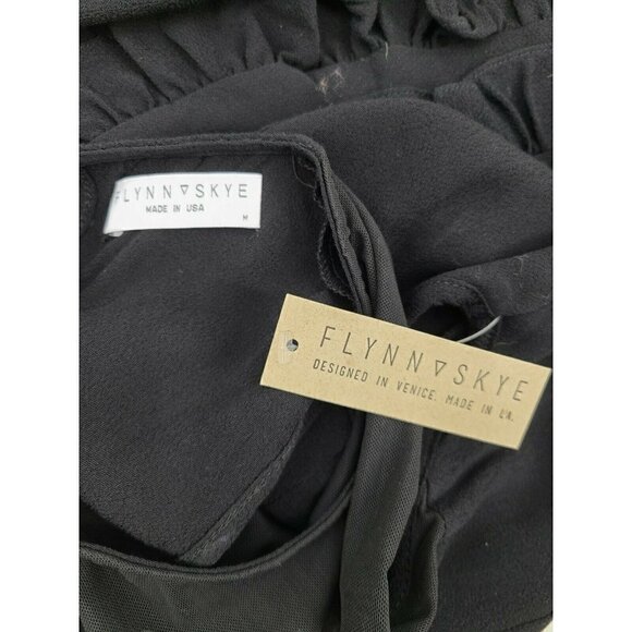 New Flynn Skye Serena Black Dress Womens M Keyhole Ruffle - Picture 8 of 9